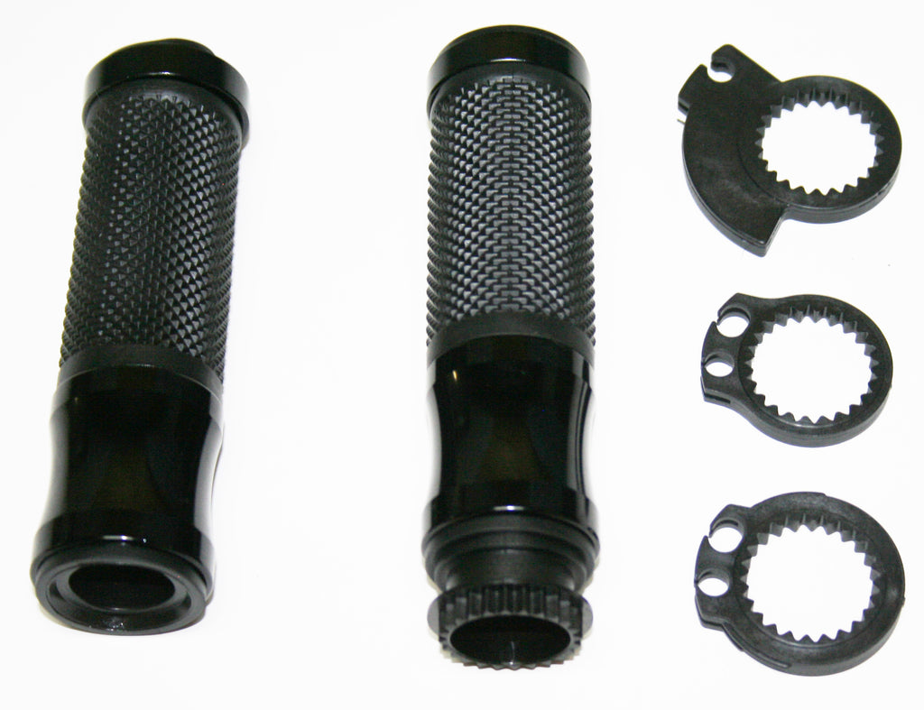 Black Universal Grips w Throttle Sleeve - XLmotorcycleparts