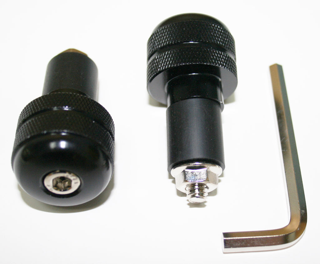 Black Knurled Aluminum Handlebar End Plug Set - For 7/8" Bars