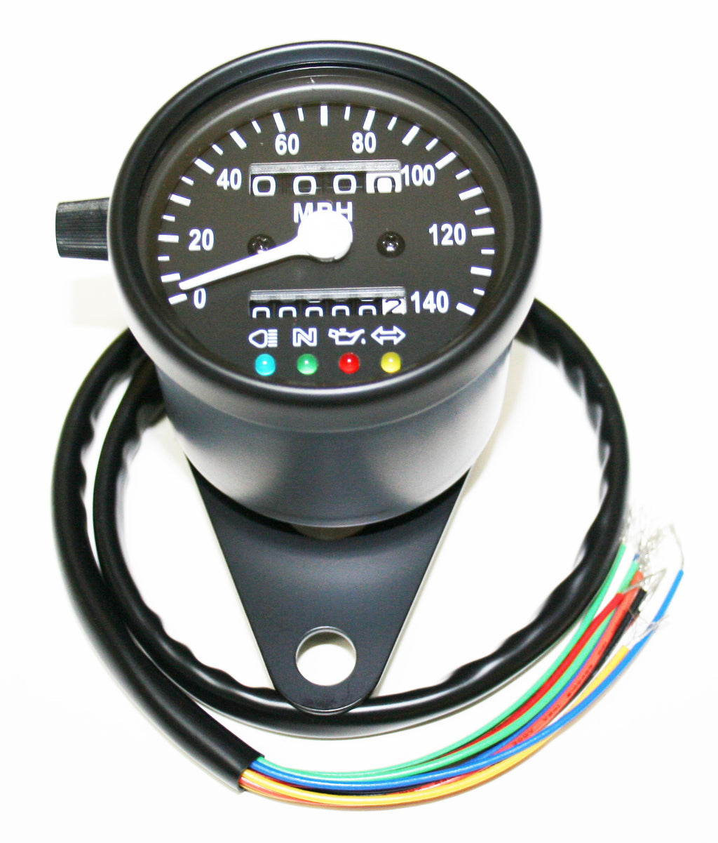 Deluxe Mini Custom Speedometer-MPH ~ All Black 2:1 - XLmotorcycleparts