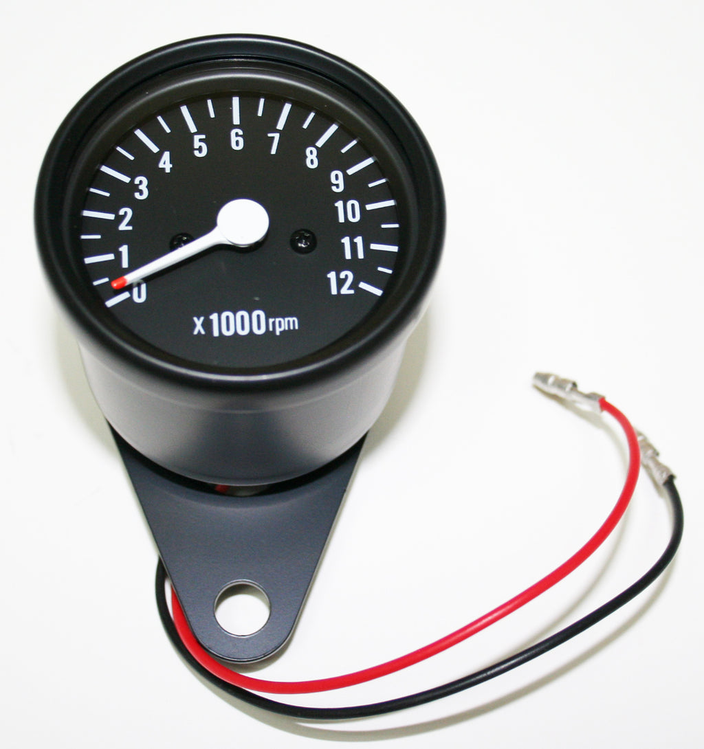 Mini Custom Tachometer ~ All Black ~ 4:1 Ratio - XLmotorcycleparts
