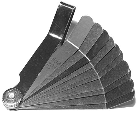 Feeler gauge set with 45 degree ends